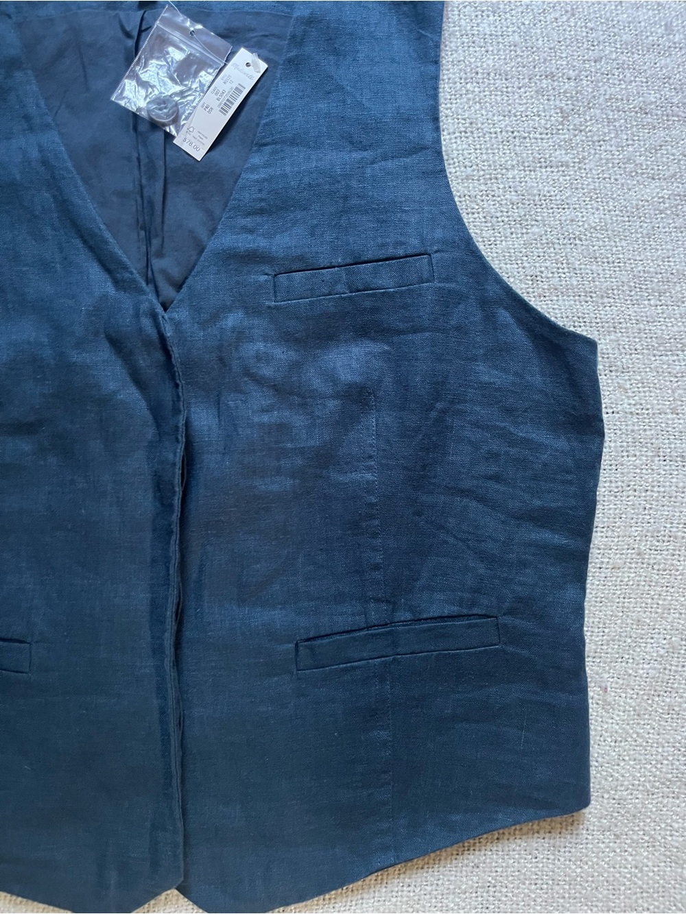 Madewell Midnight Navy Lined Linen Vest - Picture 5 of 9